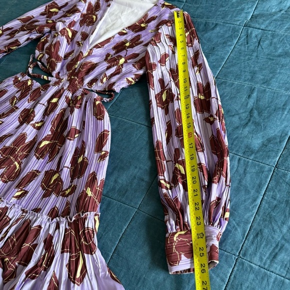 JONATHAN SIMKHAI Londyn floral-print plissé satin-crepe mini dress Size Small - Picture 9 of 13